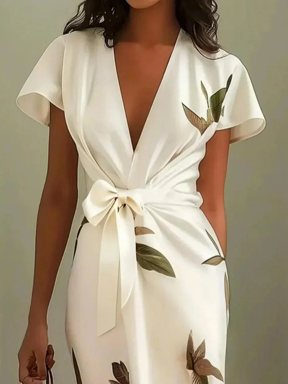 Julianne | Elegante wikkel maxi jurk print getailleerd
