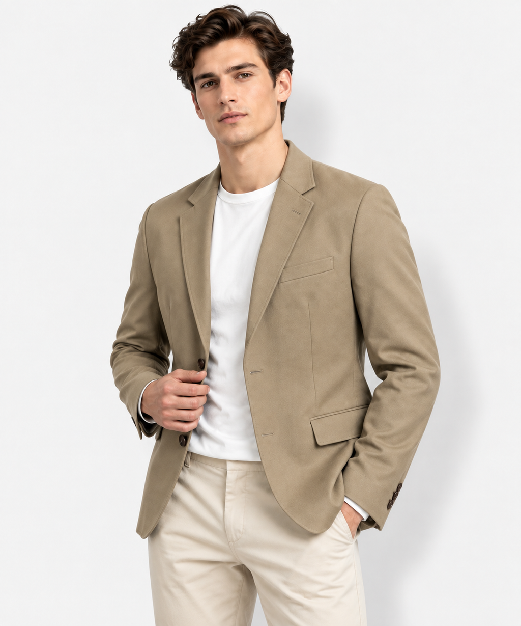 Men’s Plus-Size Cotton-Linen Single-Breasted Blazer