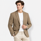 Men’s Plus-Size Cotton-Linen Single-Breasted Blazer