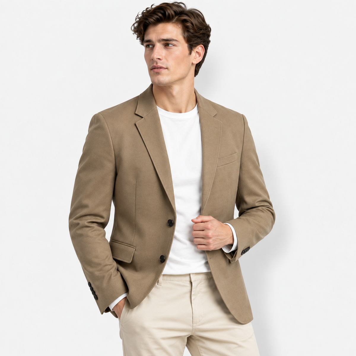 Men’s Plus-Size Cotton-Linen Single-Breasted Blazer