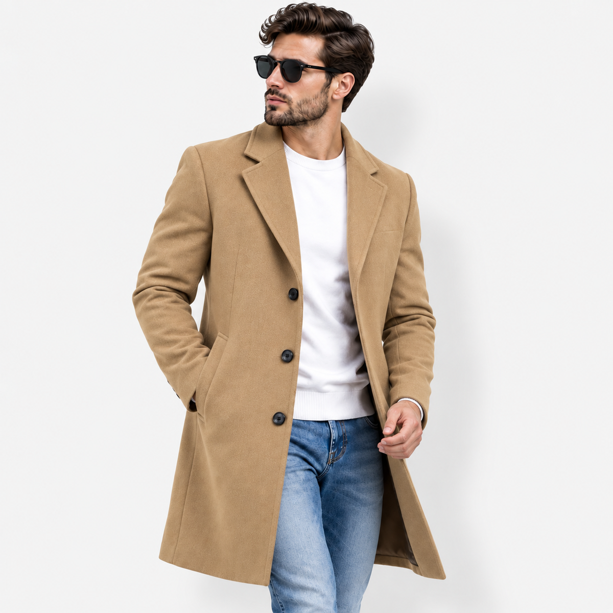 Men’s Classic Slim Fit Long Trench Coat