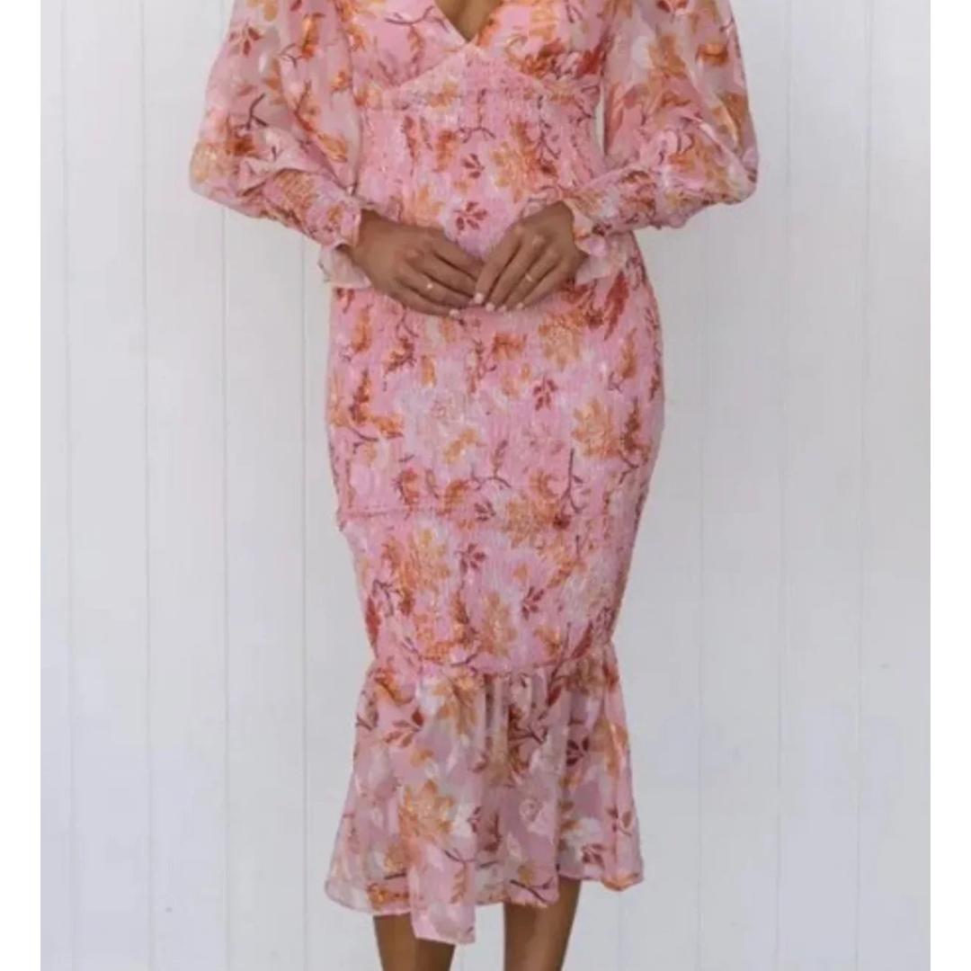 Lara | elegante midi jurk bloemenprint romantisch