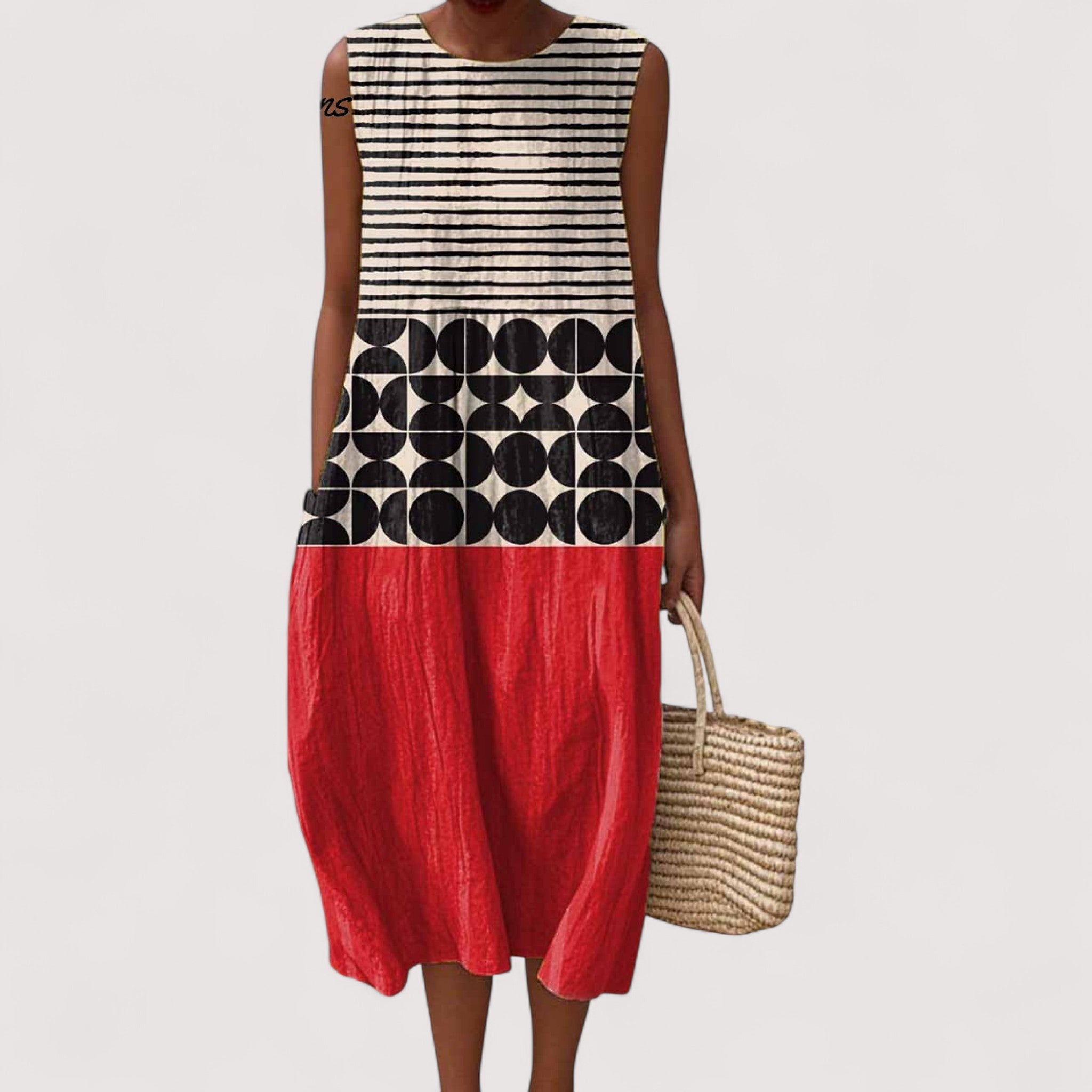Gina | grafische print midi jurk loose fit casual