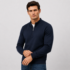 Men’s Business Casual Zip-Up Stand Collar Sweater