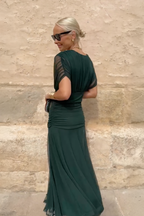 Alison | Vloeiende maxi jurk v-hals geplooid elegant