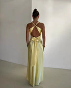 Beatrice | Elegante maxi jurk v-hals strikdetail rug