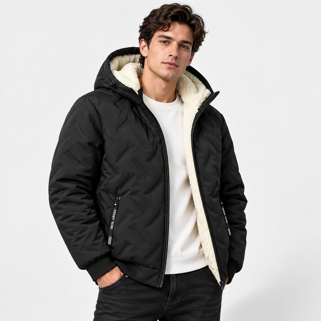 Men's Fleece-Lined Hooded Padded Jacket – Warm Autumn & Winter Coat