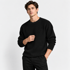 Men’s Ribbed Knit Crew Neck Pullover – Casual Long Sleeve Sweater