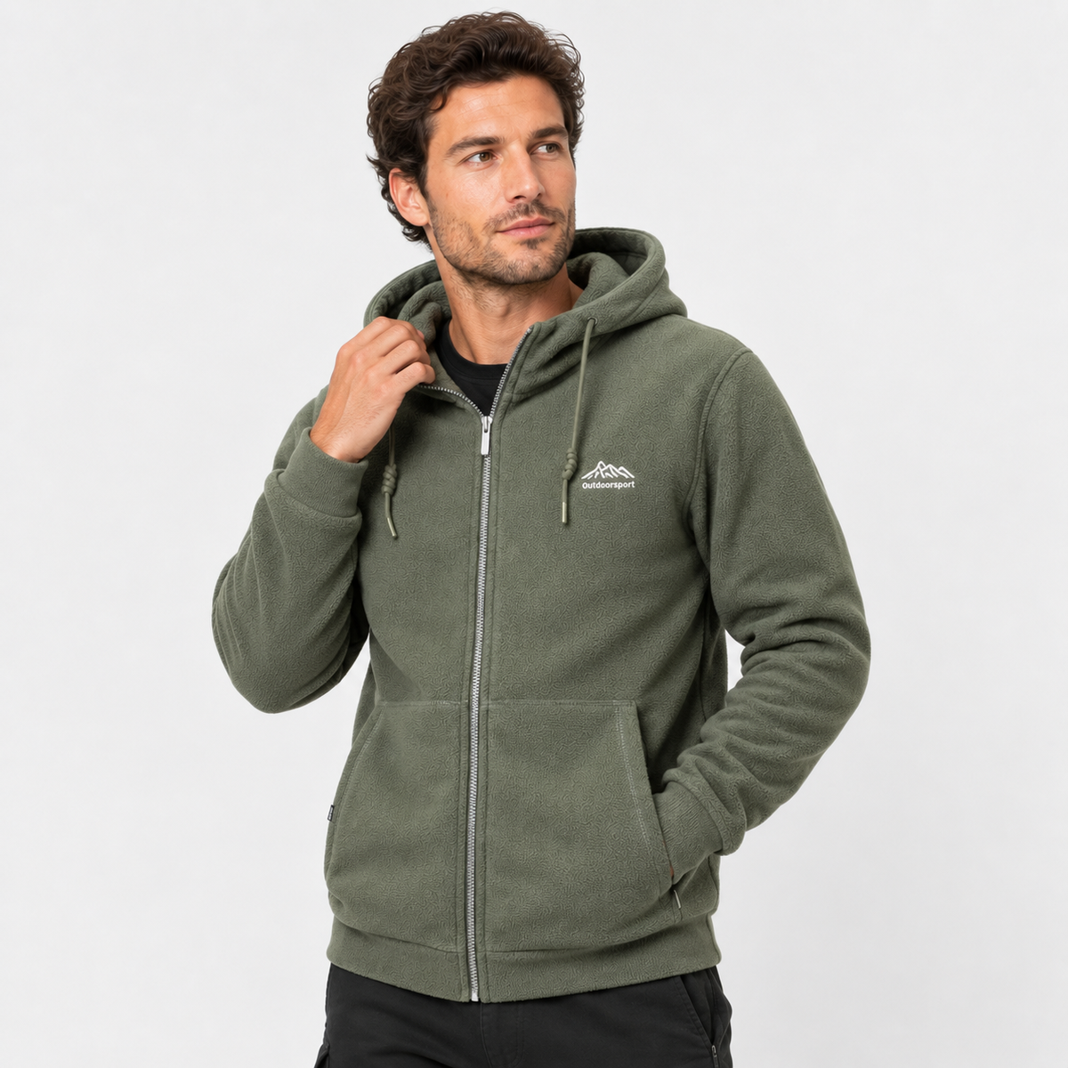 Men's Thickened Polar Fleece Hooded Cardigan Jacket