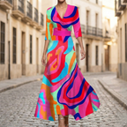 Sanne | Elegant bloemen maxi jurk v hals