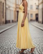 Elara | Elegante maxi jurk plissé feestjurk dames