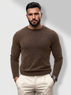 Men’s Ribbed Jacquard Knit Sweater – Casual Spring & Autumn Top