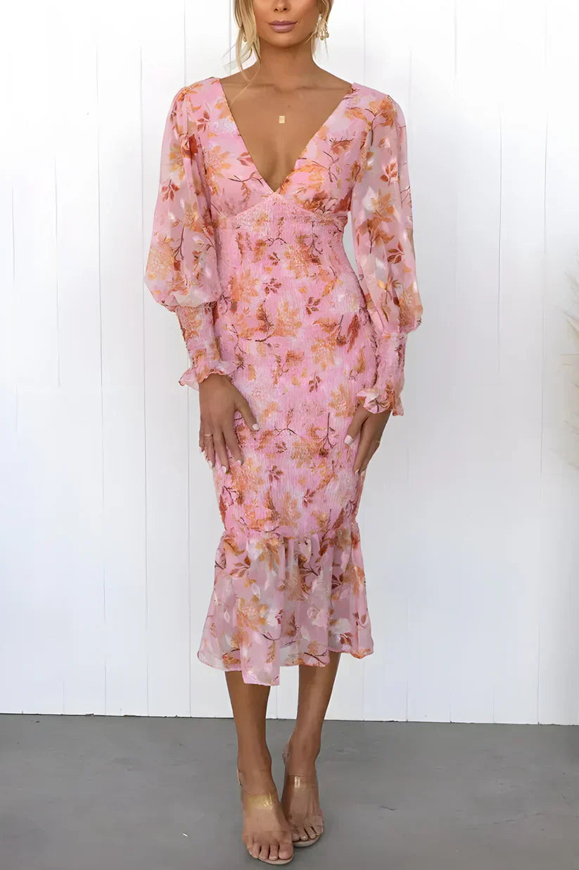 Julia | Bloemen maxi jurk vloeiend avond feest