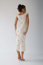 Isabella | vintage geborduurde fishtail midi jurk