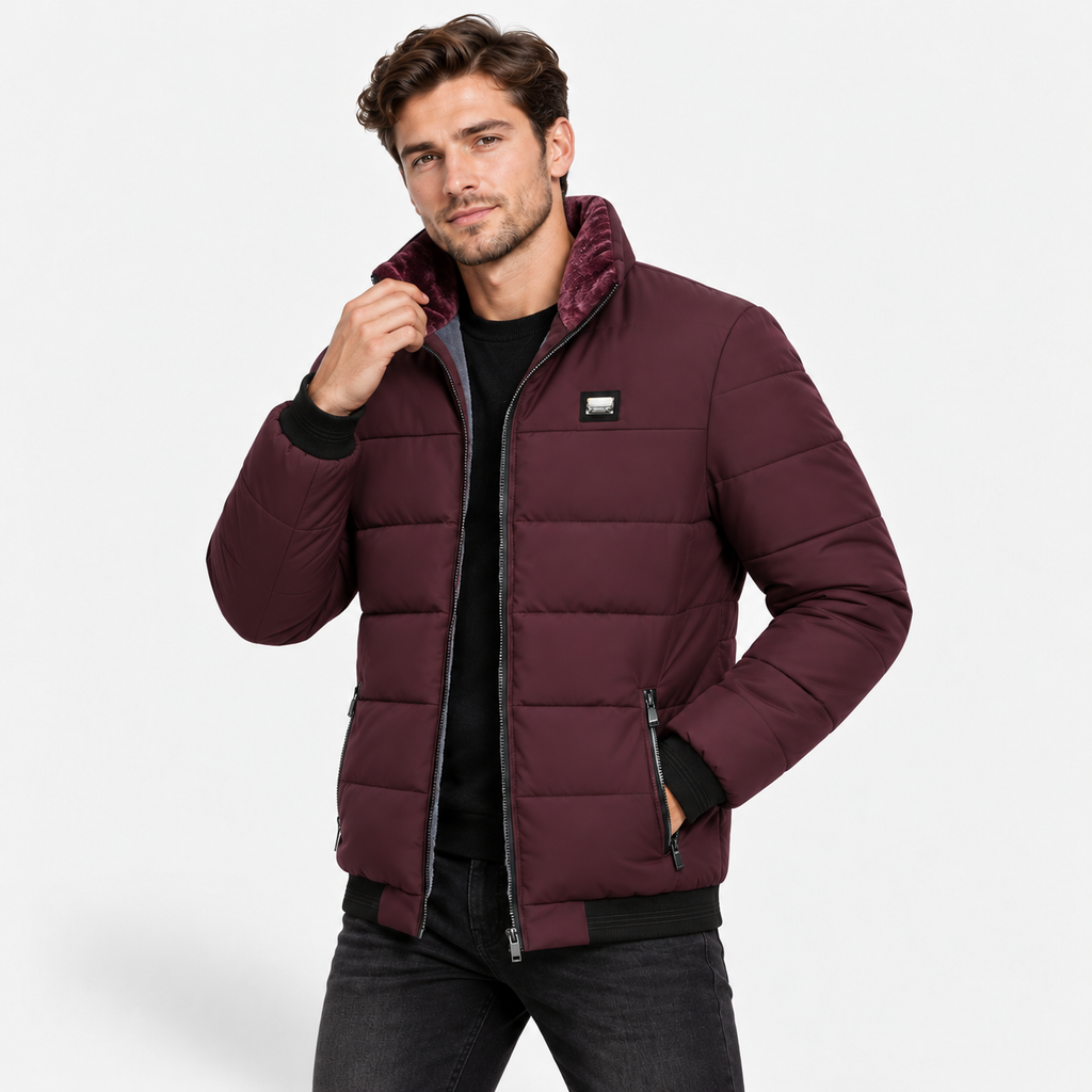 Men’s Velvet-Lined Padded Jacket – Warm Casual Autumn & Winter Coat