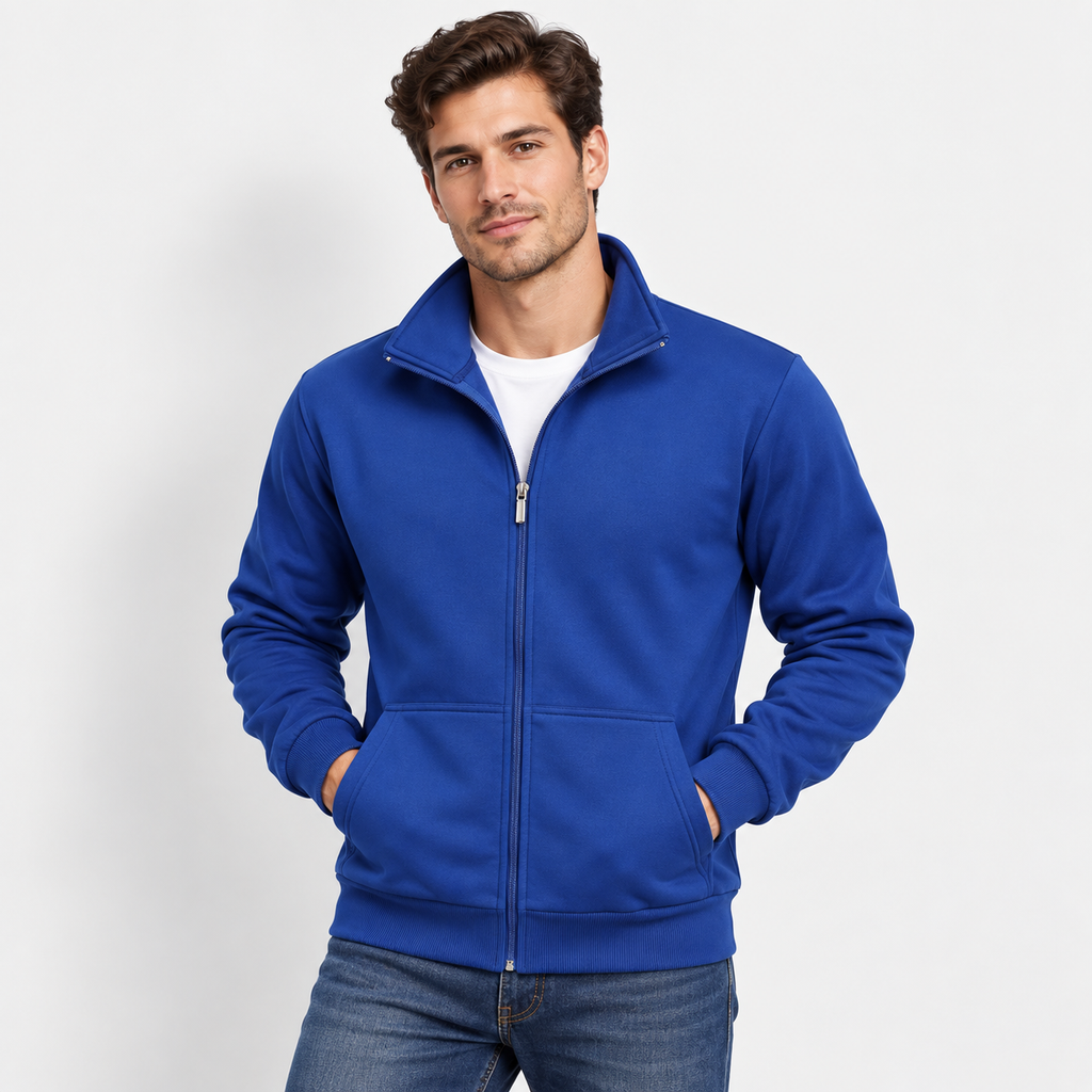 Men's High Neck Zip-Up Jacket – Casual Athletic Fall & Winter Coat