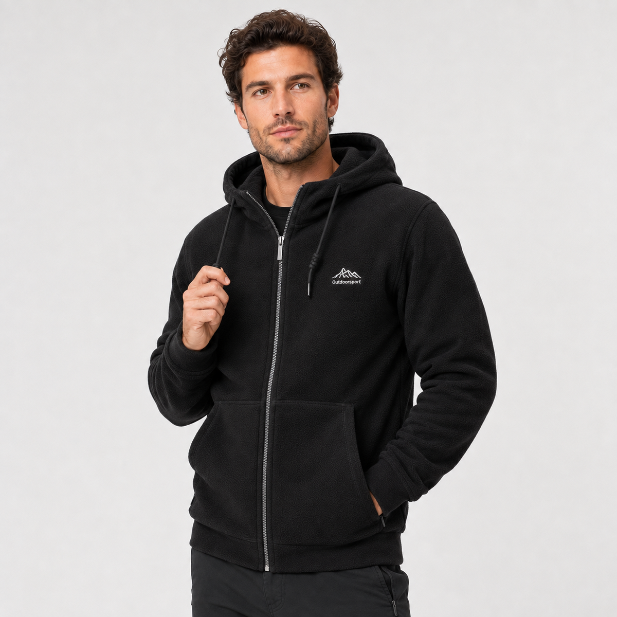 Men's Thickened Polar Fleece Hooded Cardigan Jacket