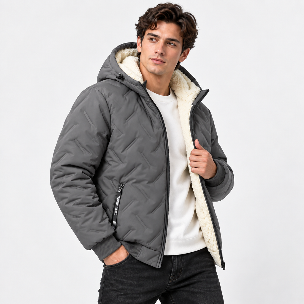 Men's Fleece-Lined Hooded Padded Jacket – Warm Autumn & Winter Coat