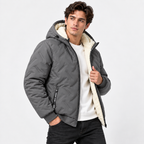 Men's Fleece-Lined Hooded Padded Jacket – Warm Autumn & Winter Coat