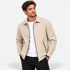 Men’s Waffle Full-Zip Jacket – Lightweight Casual Athletic Lapel Coat