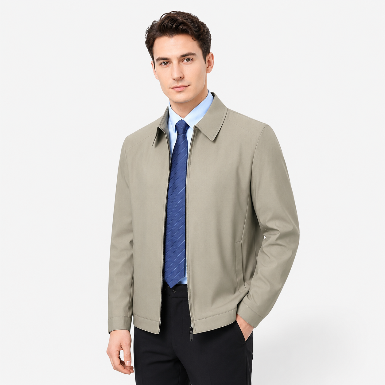 Men's Executive Lapel Zip-Pocket Jacket