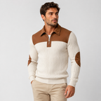 Men’s Color-Block Stand Collar Pullover – Warm Half-Zip Casual Sweater