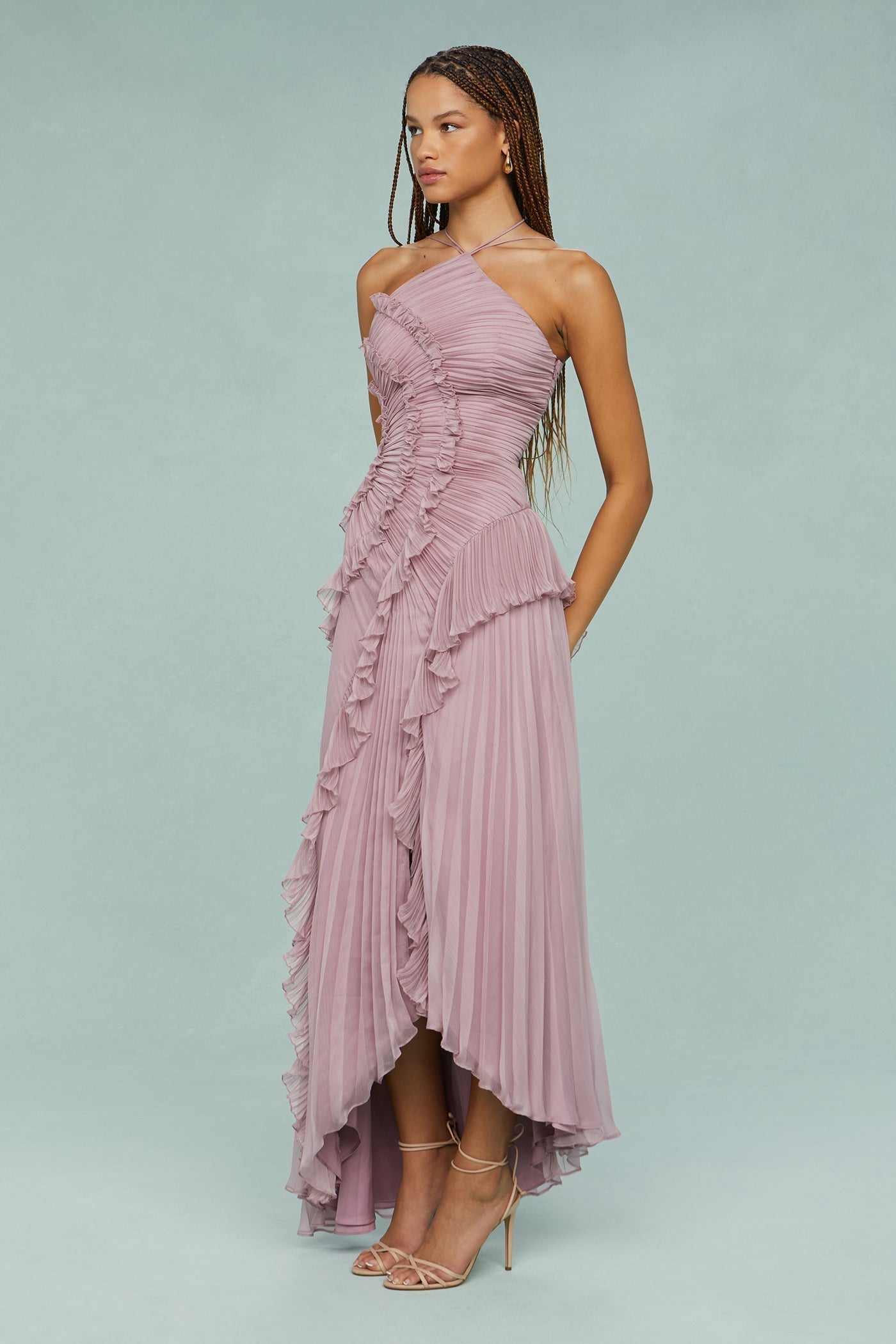 Estelle | Halter maxi jurk geplooid elegant bruiloft