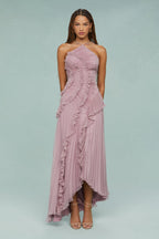 Estelle | Halter maxi jurk geplooid elegant bruiloft