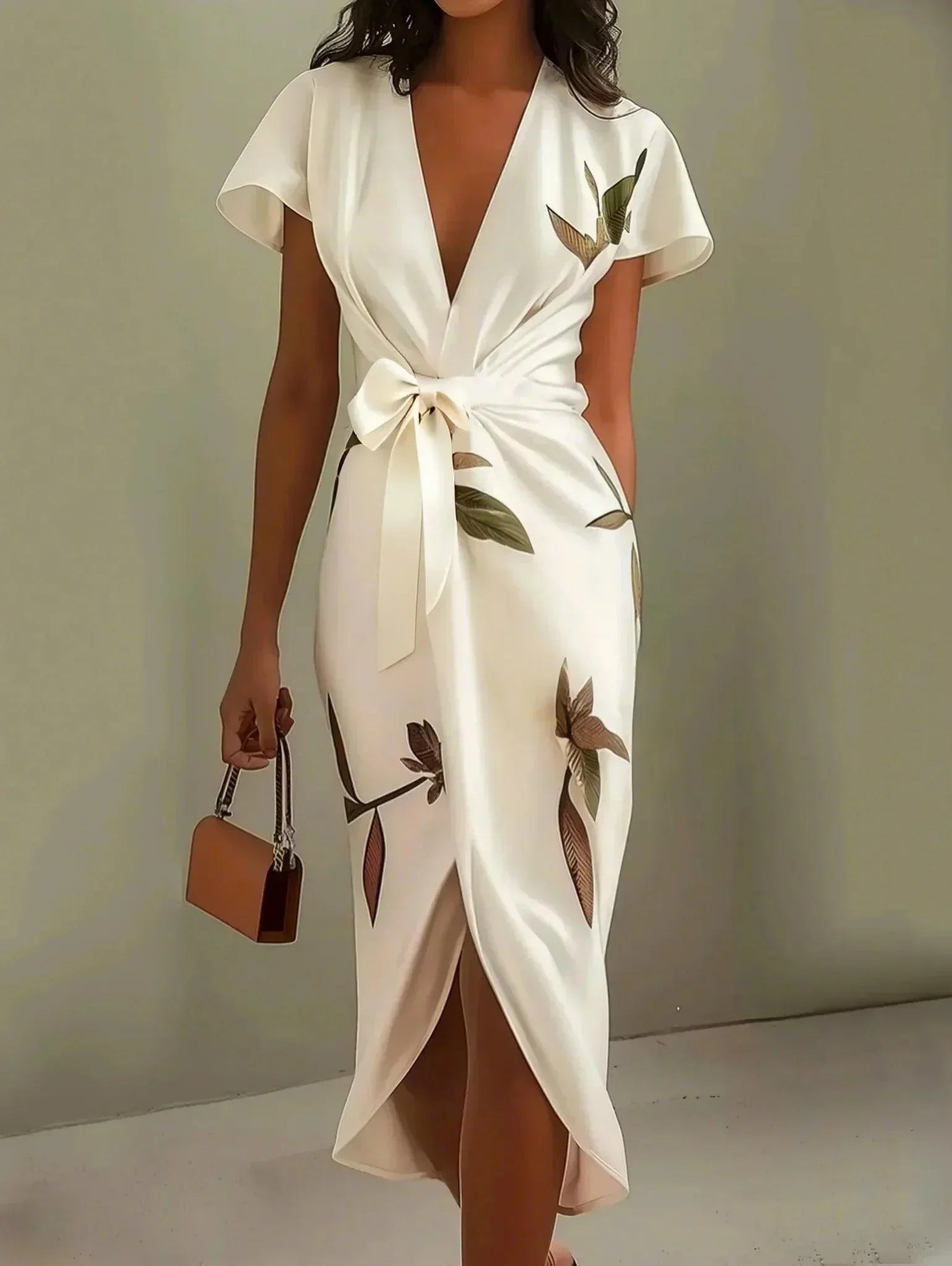 Julianne | Elegante wikkel maxi jurk print getailleerd