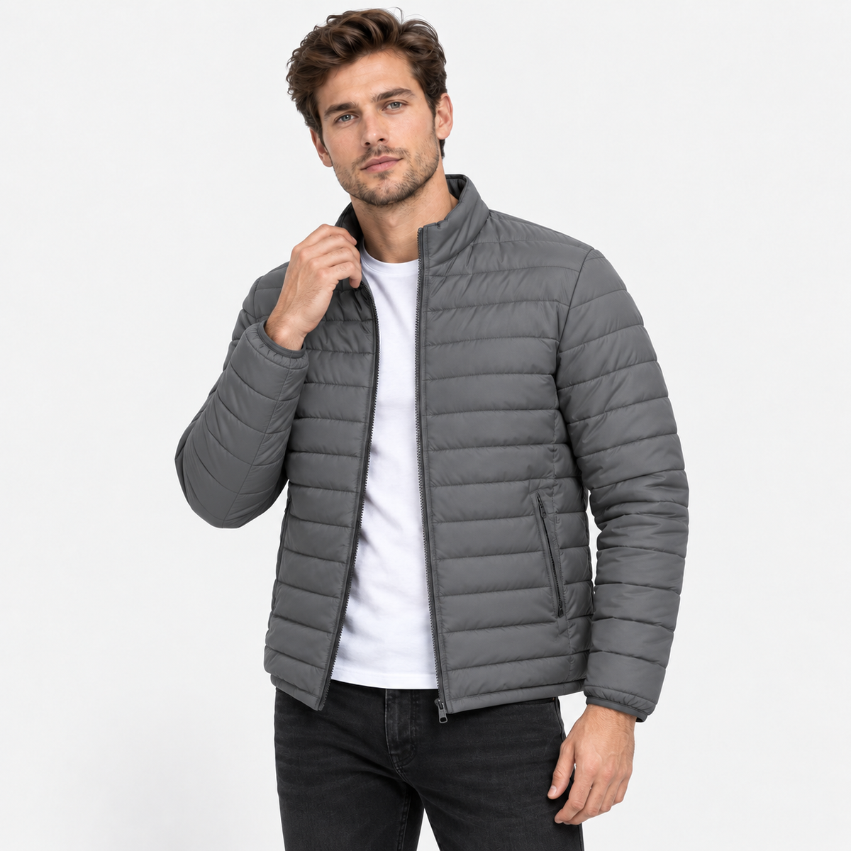 Men’s Lightweight Stand Collar Knitted Jacket