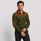Men’s Color-Block Stand Collar Pullover – Warm Half-Zip Casual Sweater