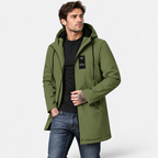 Men’s Hooded Trench Coat – Casual Drawstring Zip-Up Spring & Autumn Jacket