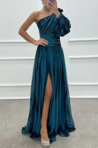 Cordelia | Gestreepte één schouder maxi jurk elegant