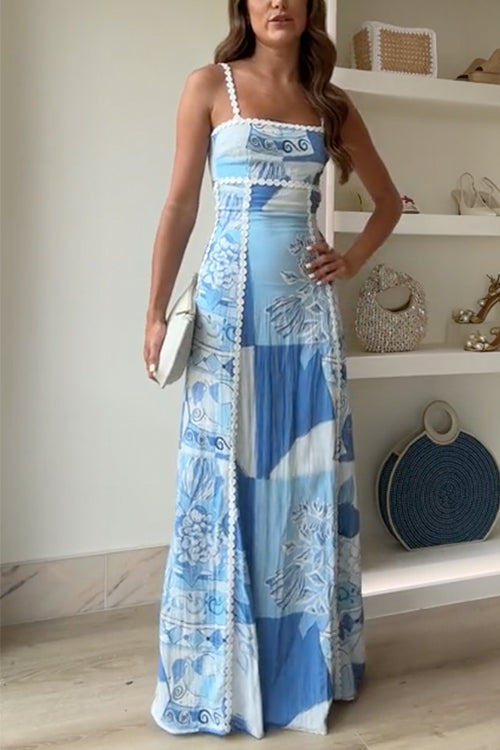 Romilly | Elegante maxi jurk strikdetail rug avond