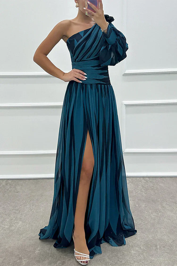 Bonnie | Gestreepte één schouder maxi jurk elegant