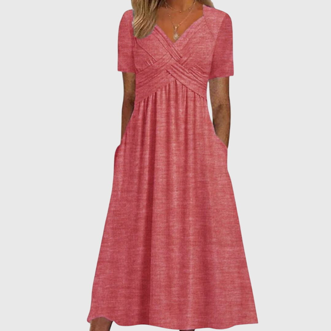 Amanda | stijlvolle v-hals midi jurk elegant
