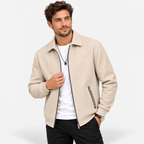 Men’s Waffle Full-Zip Jacket – Lightweight Casual Athletic Lapel Coat