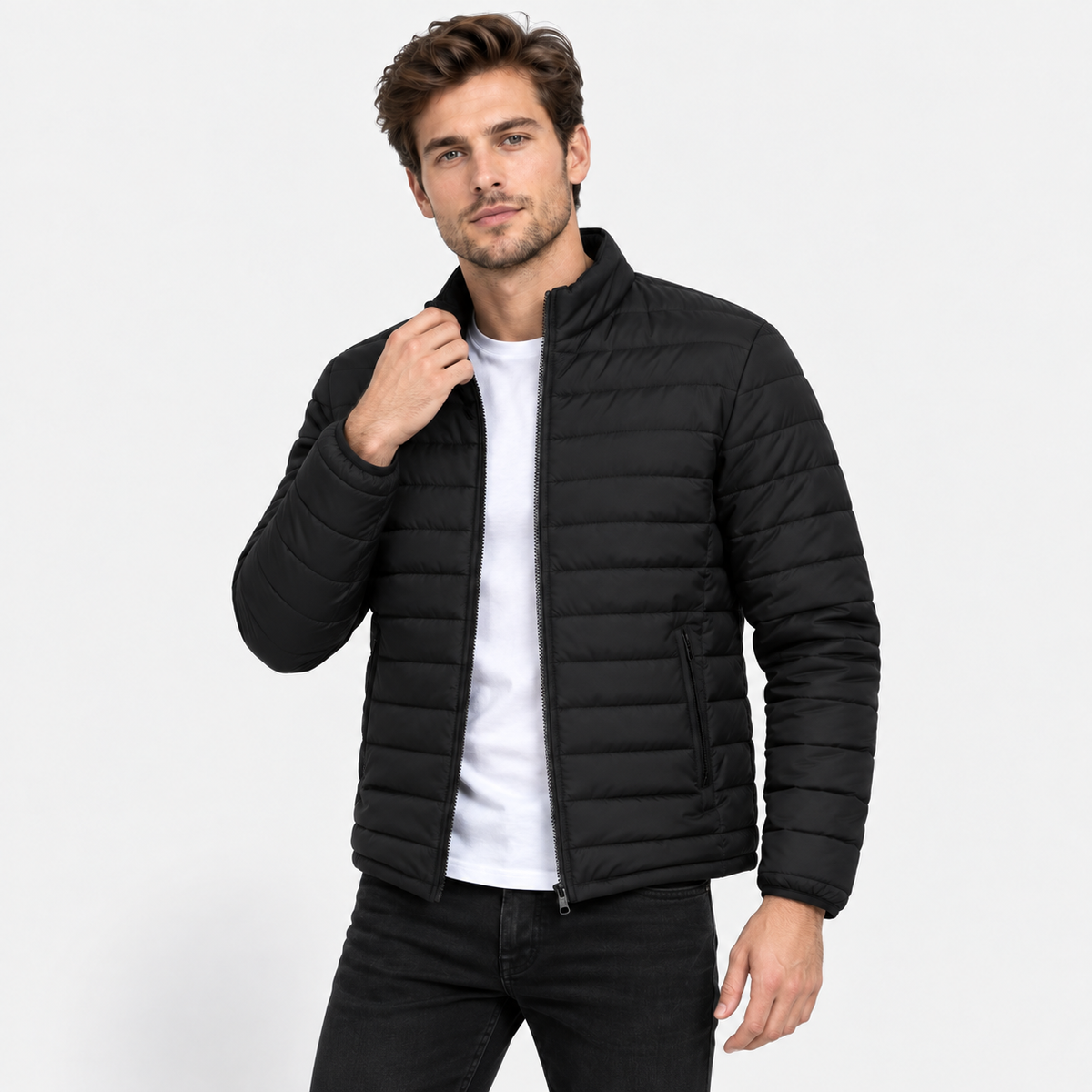 Men’s Lightweight Stand Collar Knitted Jacket