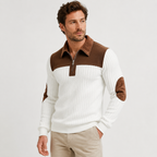 Men’s Color-Block Stand Collar Pullover – Warm Half-Zip Casual Sweater
