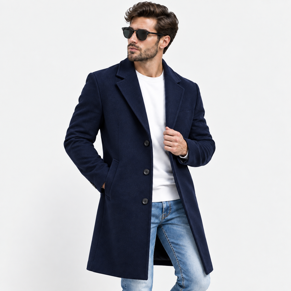 Men’s Classic Slim Fit Long Trench Coat