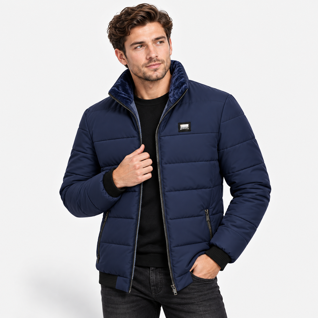 Men’s Velvet-Lined Padded Jacket – Warm Casual Autumn & Winter Coat