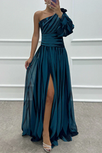 Cordelia | Gestreepte één schouder maxi jurk elegant