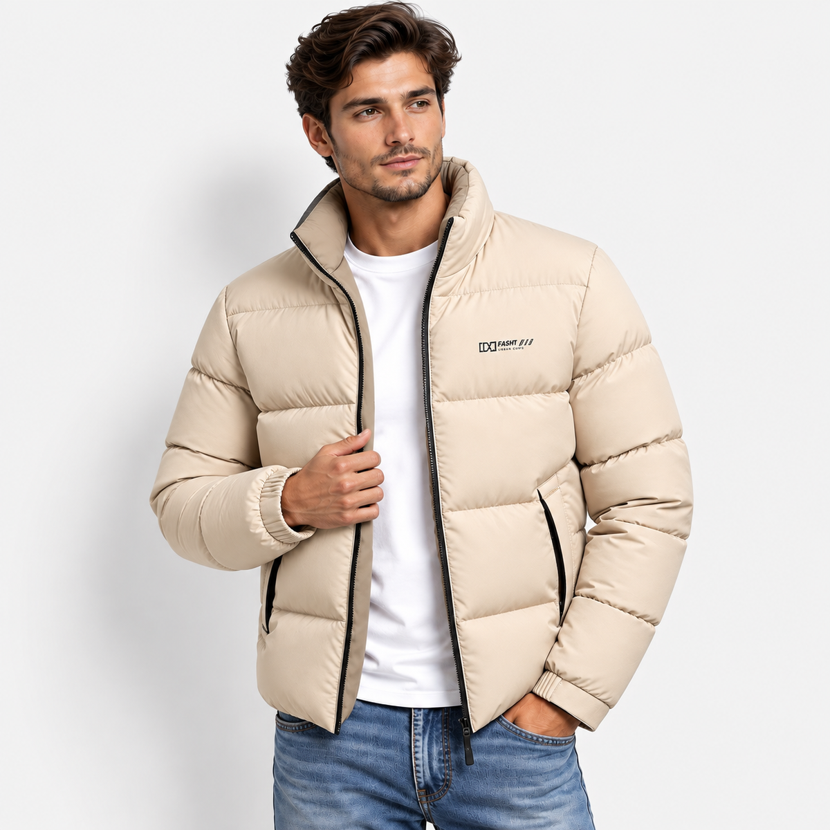 Men’s Winter Thickened Stand Collar Jacket – Warm Casual Puffer Coat