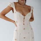 Isabella | vintage geborduurde fishtail midi jurk