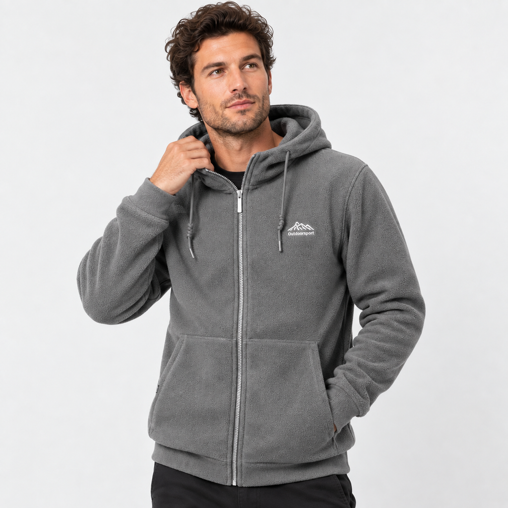 Men's Thickened Polar Fleece Hooded Cardigan Jacket