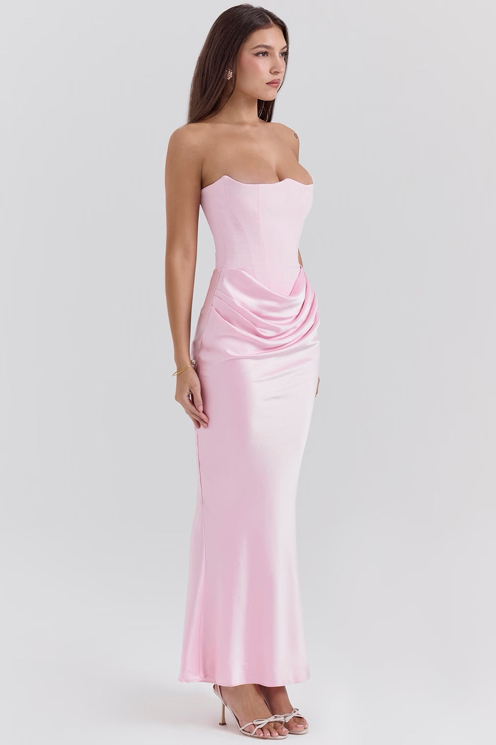 Camellia | Strapless kanten maxi jurk glamour avond