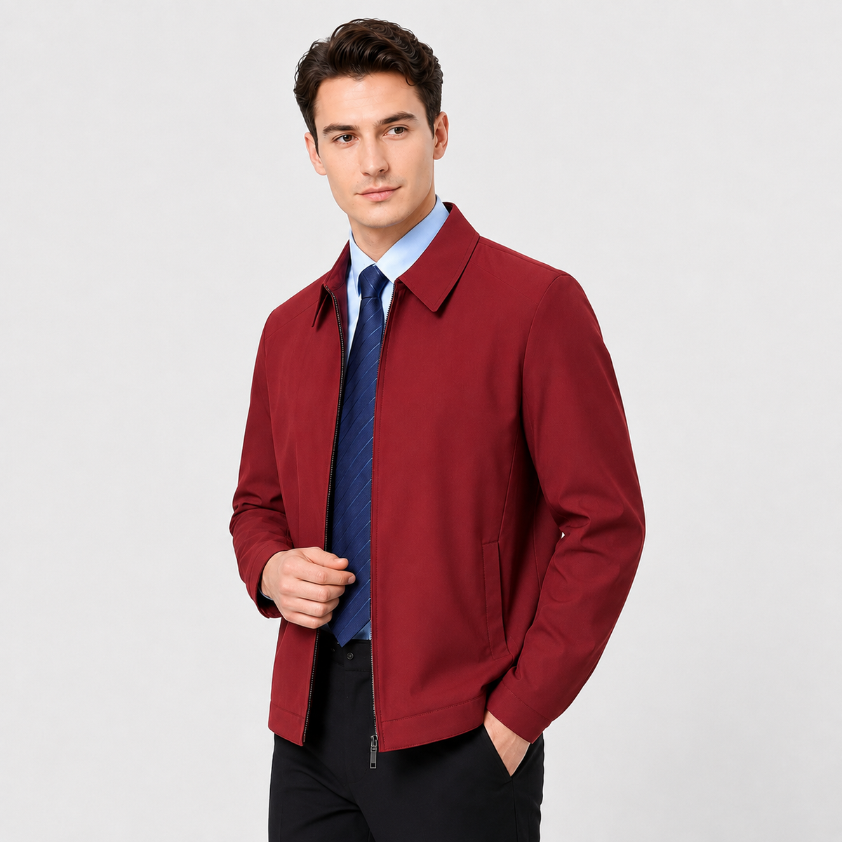 Men's Executive Lapel Zip-Pocket Jacket