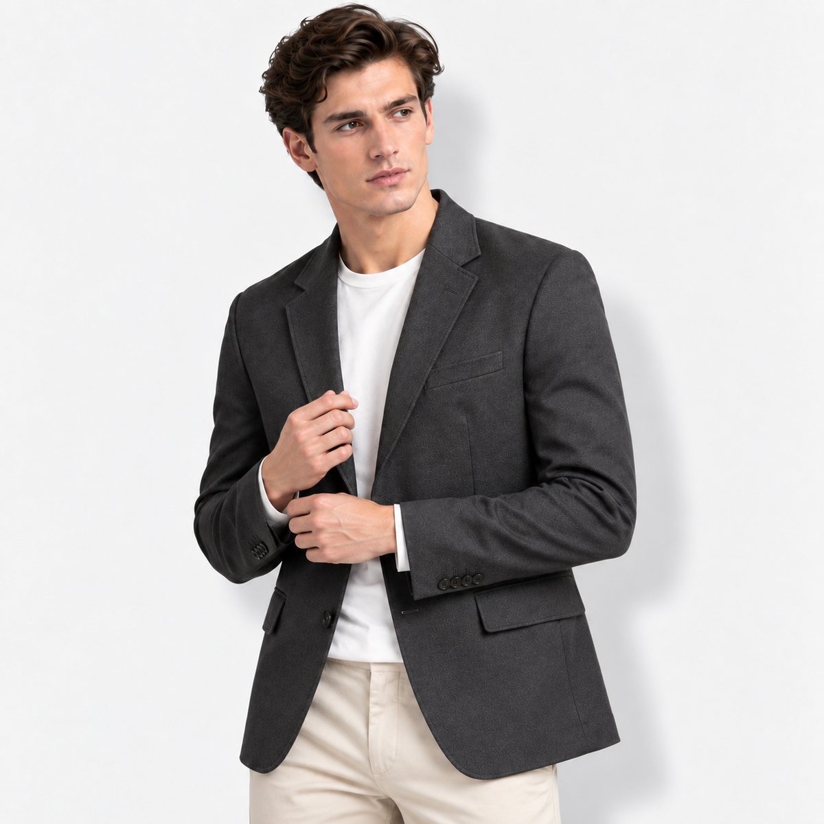 Men’s Plus-Size Cotton-Linen Single-Breasted Blazer