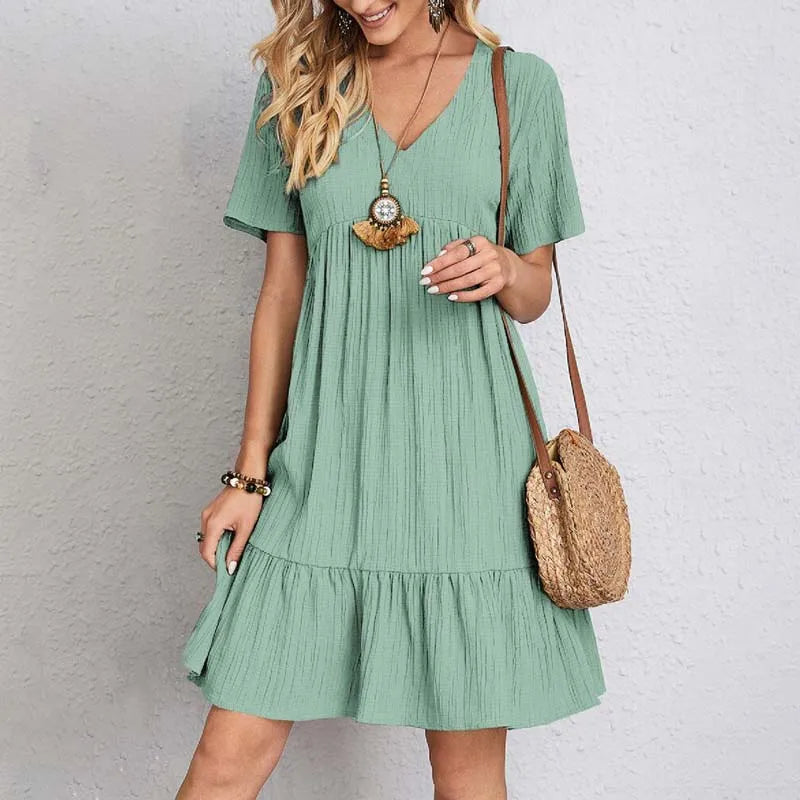 Sofie | casual v-hals midi jurk veelkleurig