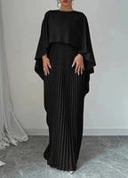 Bonnie | Plissé cape maxi jurk elegant bruiloft